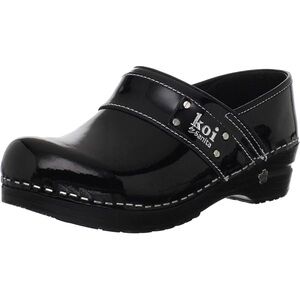 Koi by Sanita Professional Lindsey Clogs Nursing Medical Black Patent Leather 39